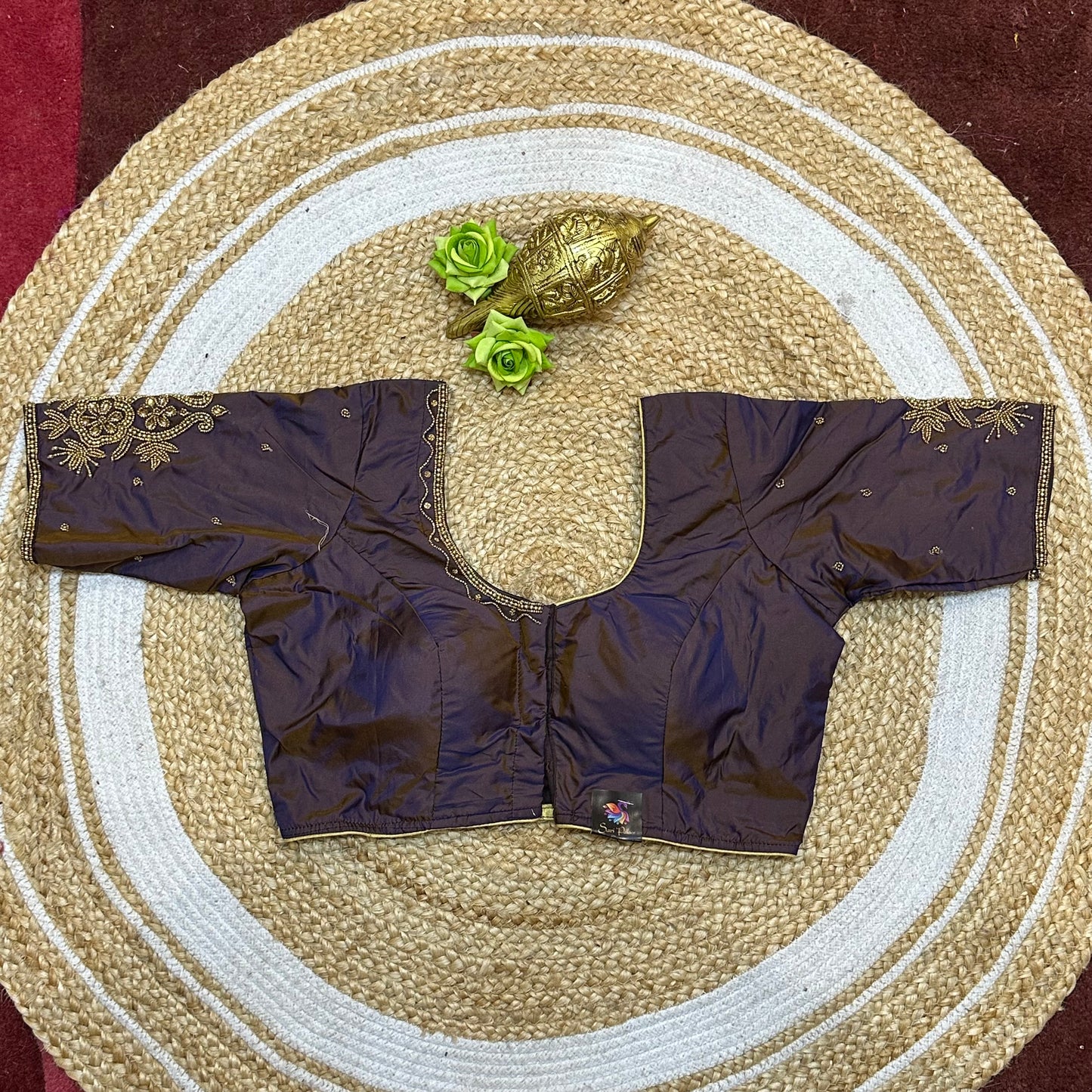 38” M Size 8 Aari Sari Blouse Indian Saree Top Blackish Brown B298