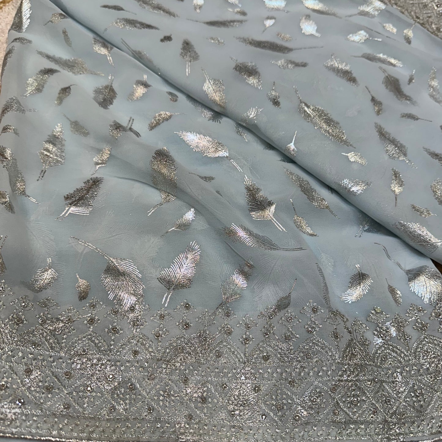 Sari Indian Fancy Party wear Georgette Grey Saree SAR11