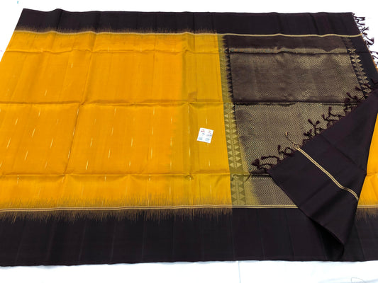Kanchipuram Pattu Soft Silk Indian Saree Pure Silk Sari Yellow | SS18