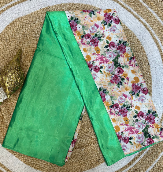 Fancy Party wear Satin Sari Indian Casual Green Saree S104