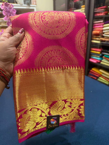 Bridal Kanchipuram Pure Silk Saree Kanjivaram handloom Pink Sari SPK466