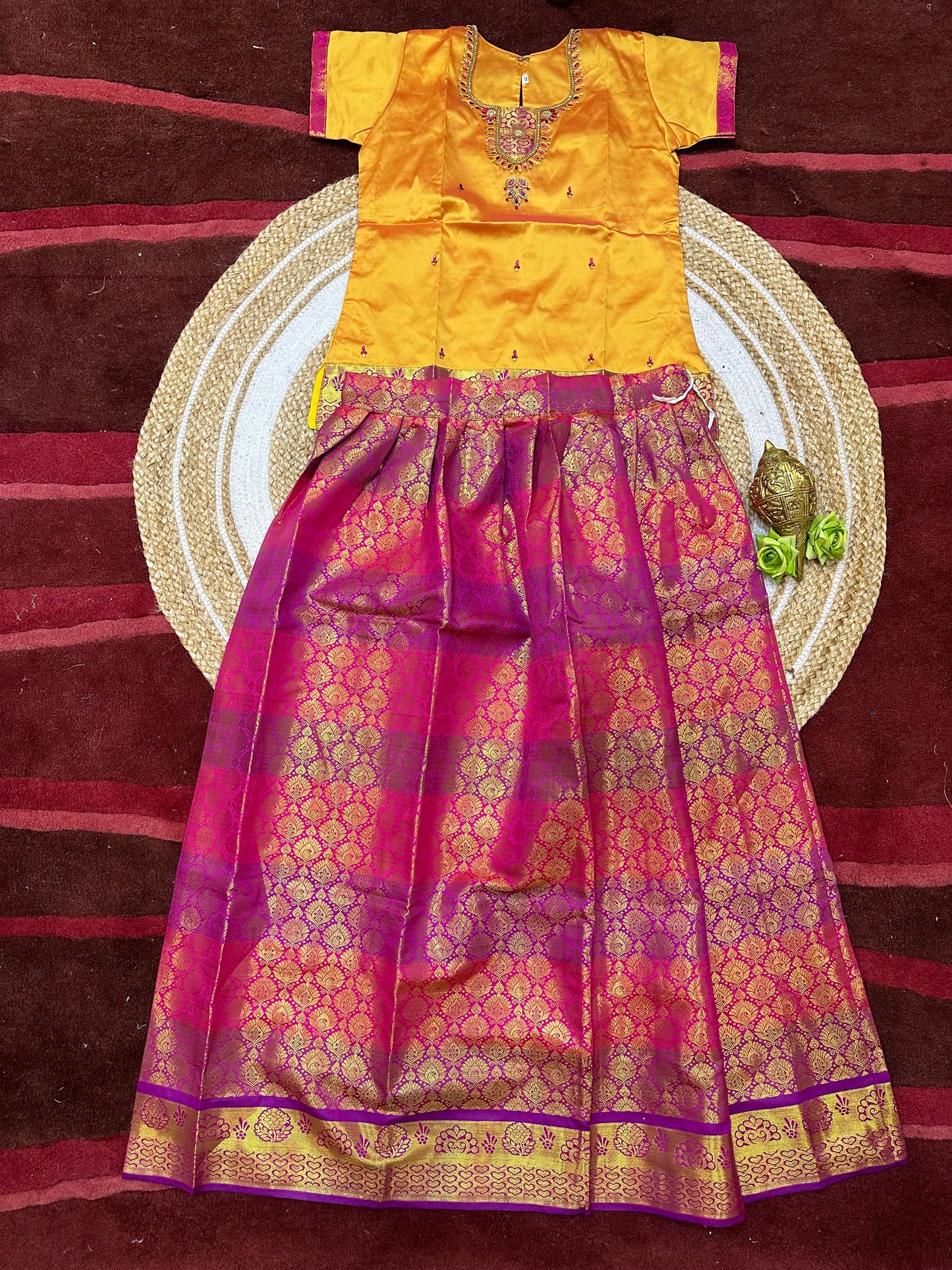 40”kids wear Lehenga Pattu Pavadai Sattai Skirt Top G46