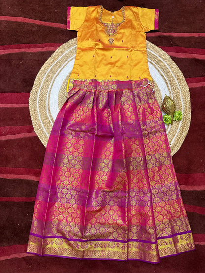 40”kids wear Lehenga Pattu Pavadai Sattai Skirt Top G46
