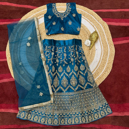 28” Size Age 6 Blue Indian Lehenga Pavadai Sattai Skirt Top G76 Col 2