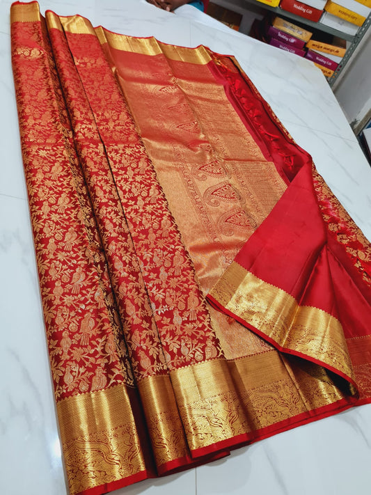 Bridal Kanchipuram Pure Silk Saree Maroon Kanjivaram Sari| SPK162