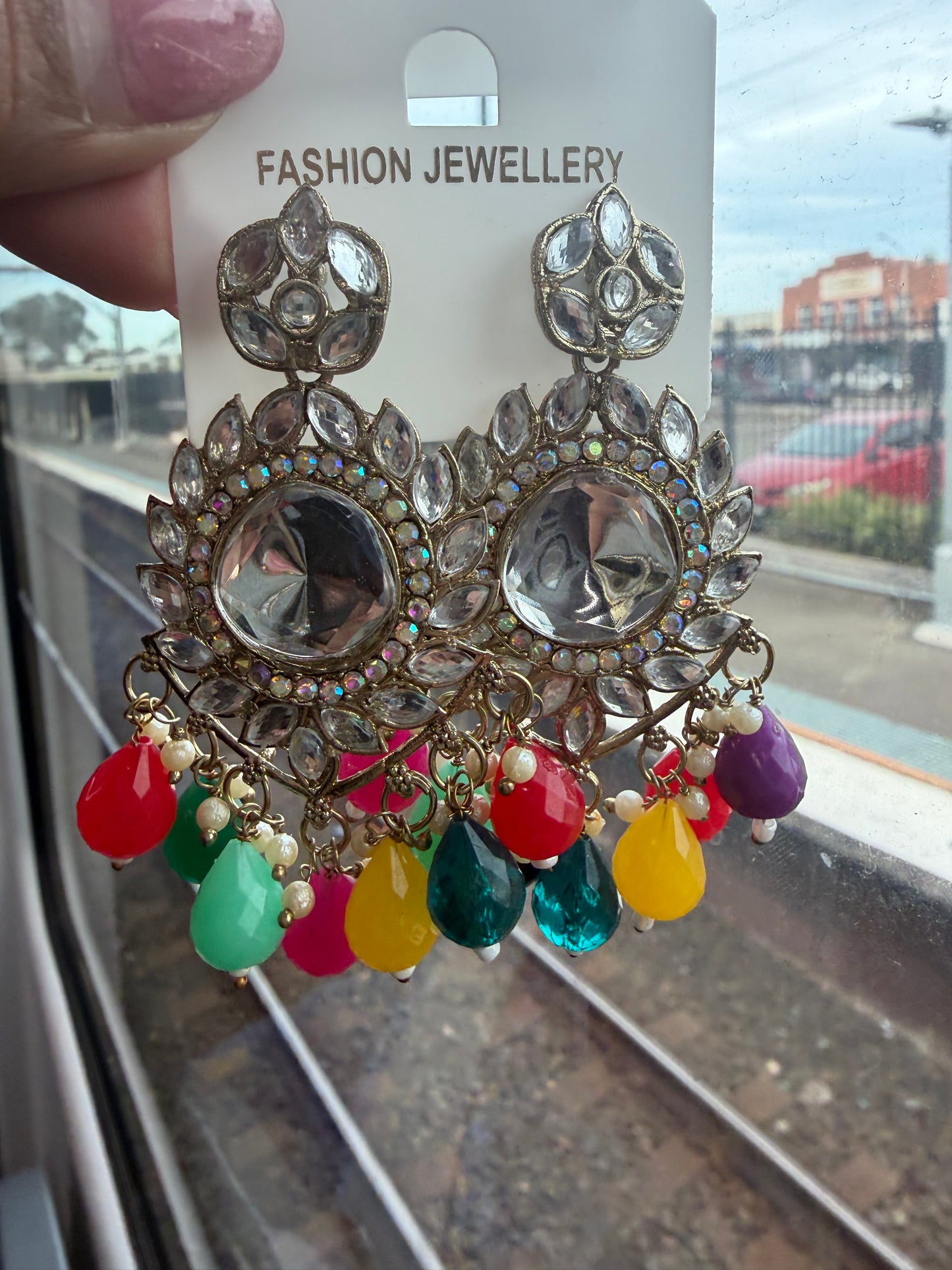 Multi coloured Indian Earrings Stylish Indian Jewellery E18