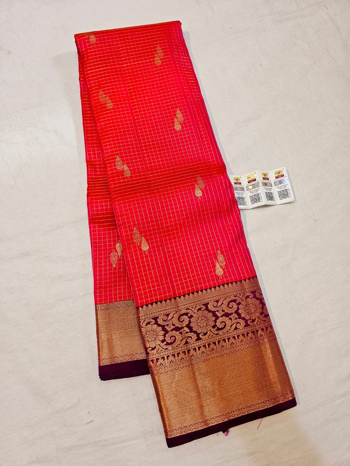 Kanchipuram Pure Silk Saree Bridal Indian Kanjivaram Sari SPK345
