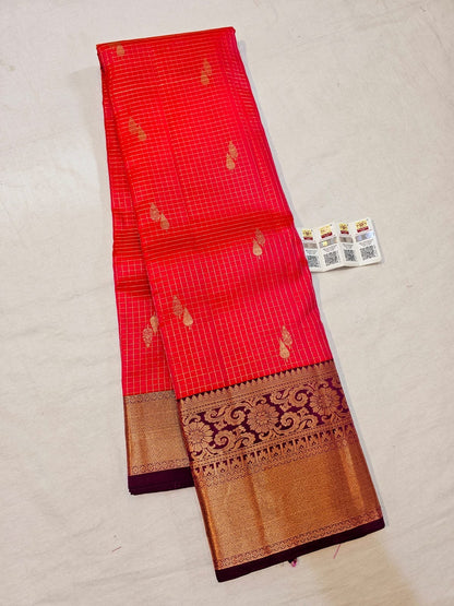 Kanchipuram Pure Silk Saree Bridal Indian Kanjivaram Sari SPK345