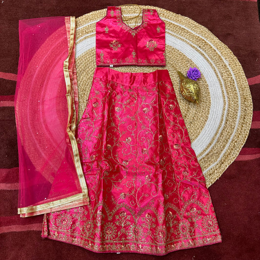 28” Size Age 5 to 6 Pink Indian Lehenga Pavadai Sattai Skirt Top Lahenga G81