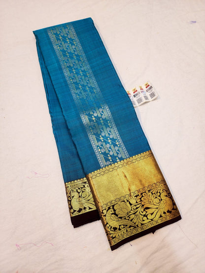 Kanchipuram Pure Silk Saree Bridal Blue Kanjivaram Sari SPK260