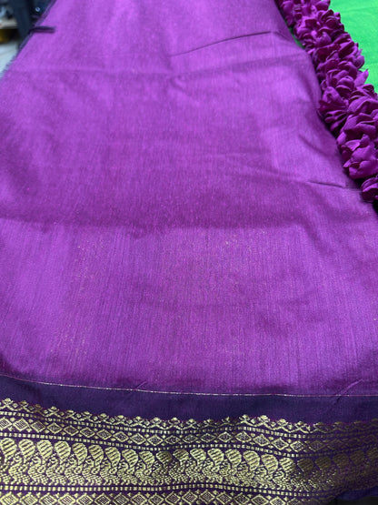 Kalyani Silk Cotton Sari Indian Saree Green & Purple S50