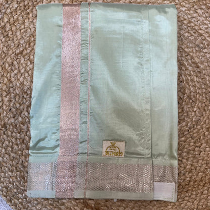 Medium Men’s South Indian Vesti Shirt Shawl Combo Semi Silk Dhotti V9