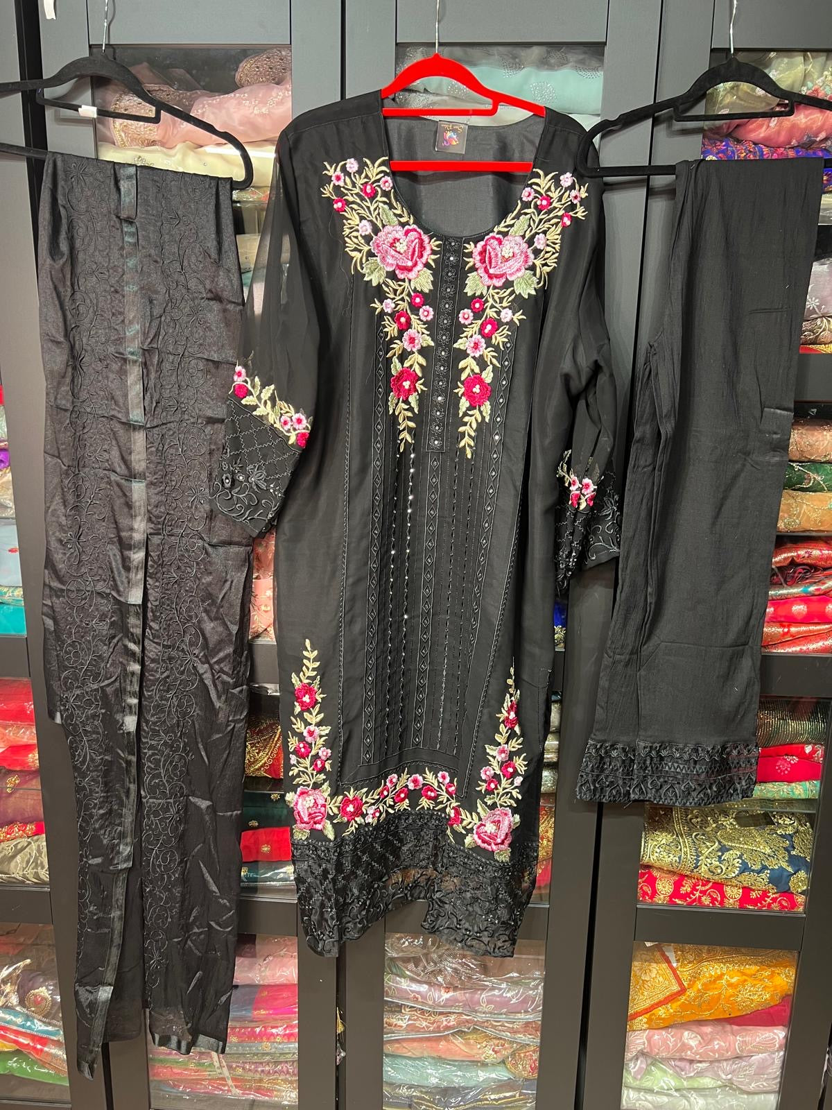 48” & 50” Indian Ladies Outfit Black Salwar Kameez Suit SS17