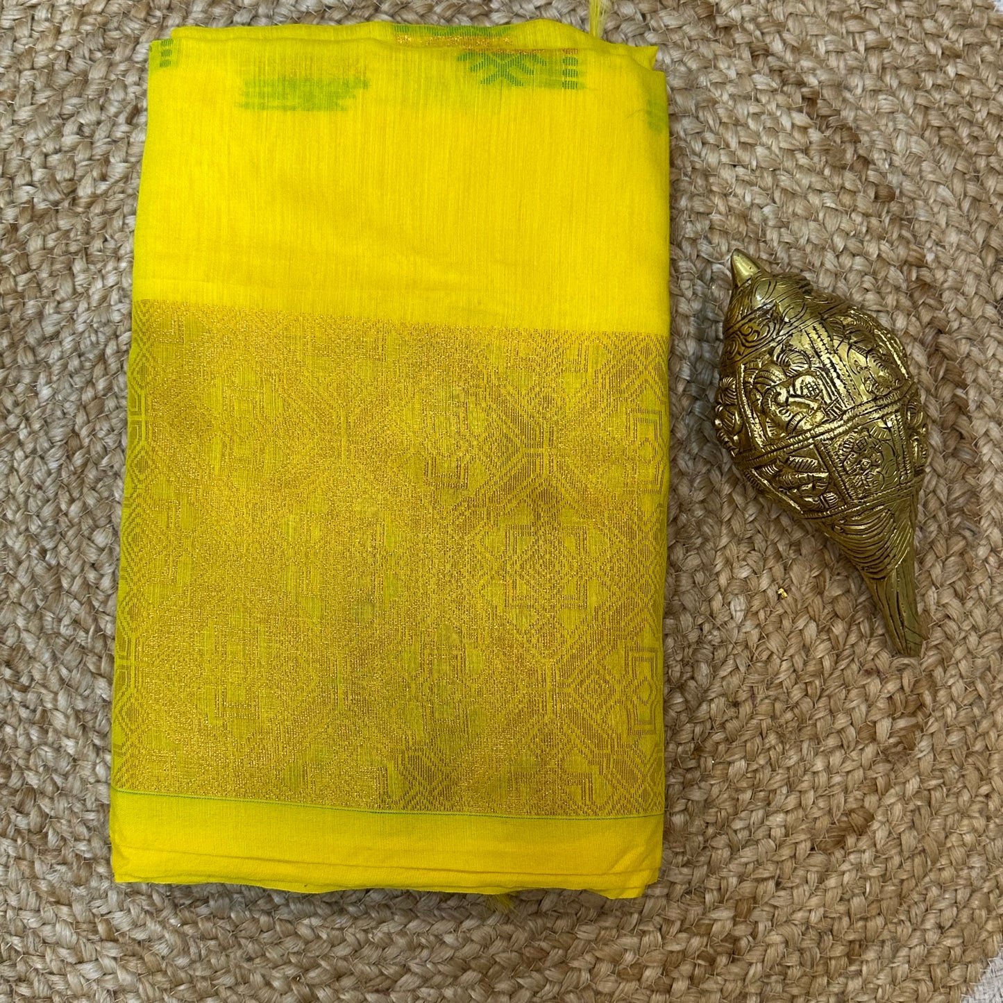 Soft Silk Cotton Sari Indian Saree Yellow S113