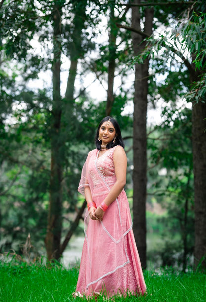 Medium 38” Indian Lehenga Onion Pink Lehnga L6