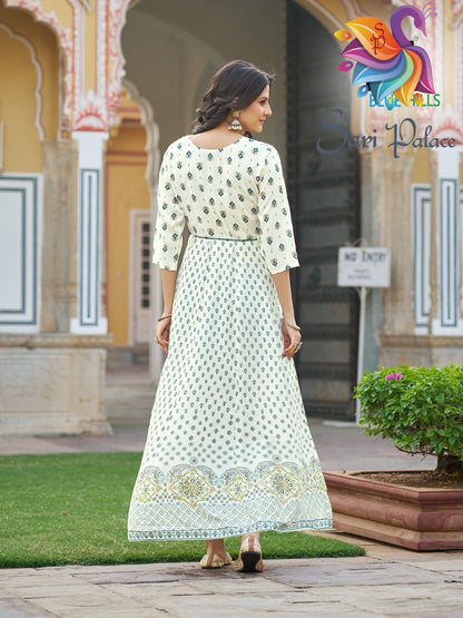 Navy Blue Indian Ladies Rayon Long Kurti Bollywood Dress SS38