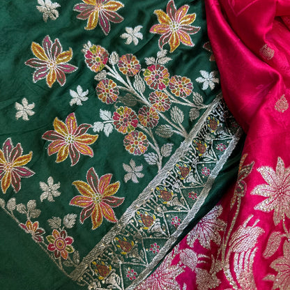 Blue Pink Sari Indian Fancy Stonework Party wear Silk Saree S145
