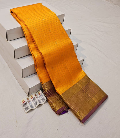 Kanchipuram Pure Silk Saree Bridal Yellow Kanjivaram Sari SPK253