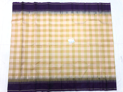Kanchipuram Pure Silk Saree Indian Kanjivaram checkered Sari SPK358