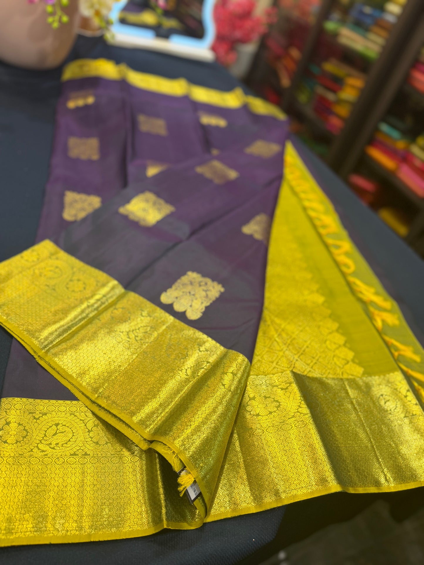 Kanchipuram Pure Silk Saree Purplish Blue Kanjivaram Sari| SPK200