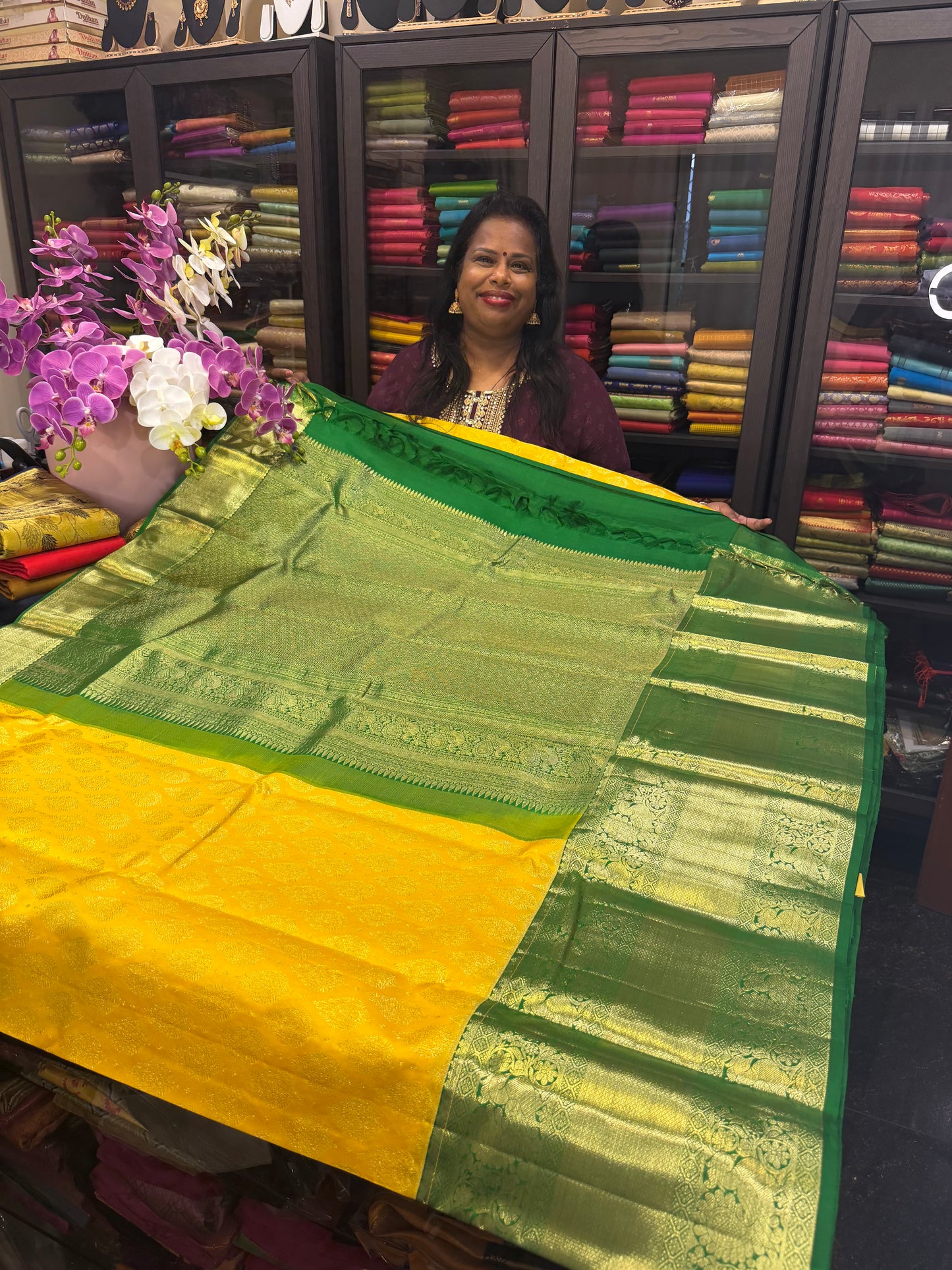 Korvai Kanchipuram Pure Silk Saree Bridal Kanjivaram Sari SPK240