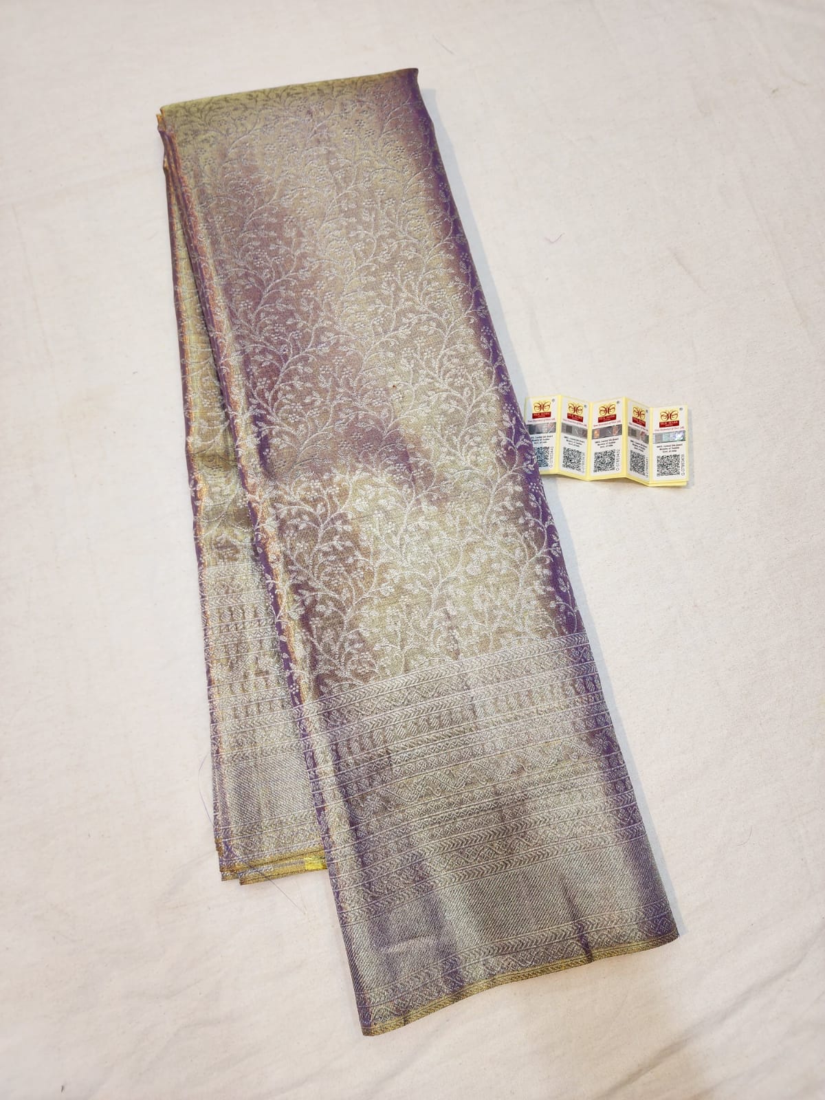 Bridal Tissue Kanchipuram Pure Silk Saree Gold Lavender Kanjivaram Sari| SPK152