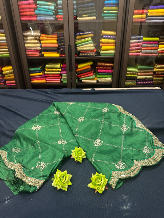 Green Fancy Party wear Sari Indian Saree Blouse Combo S83