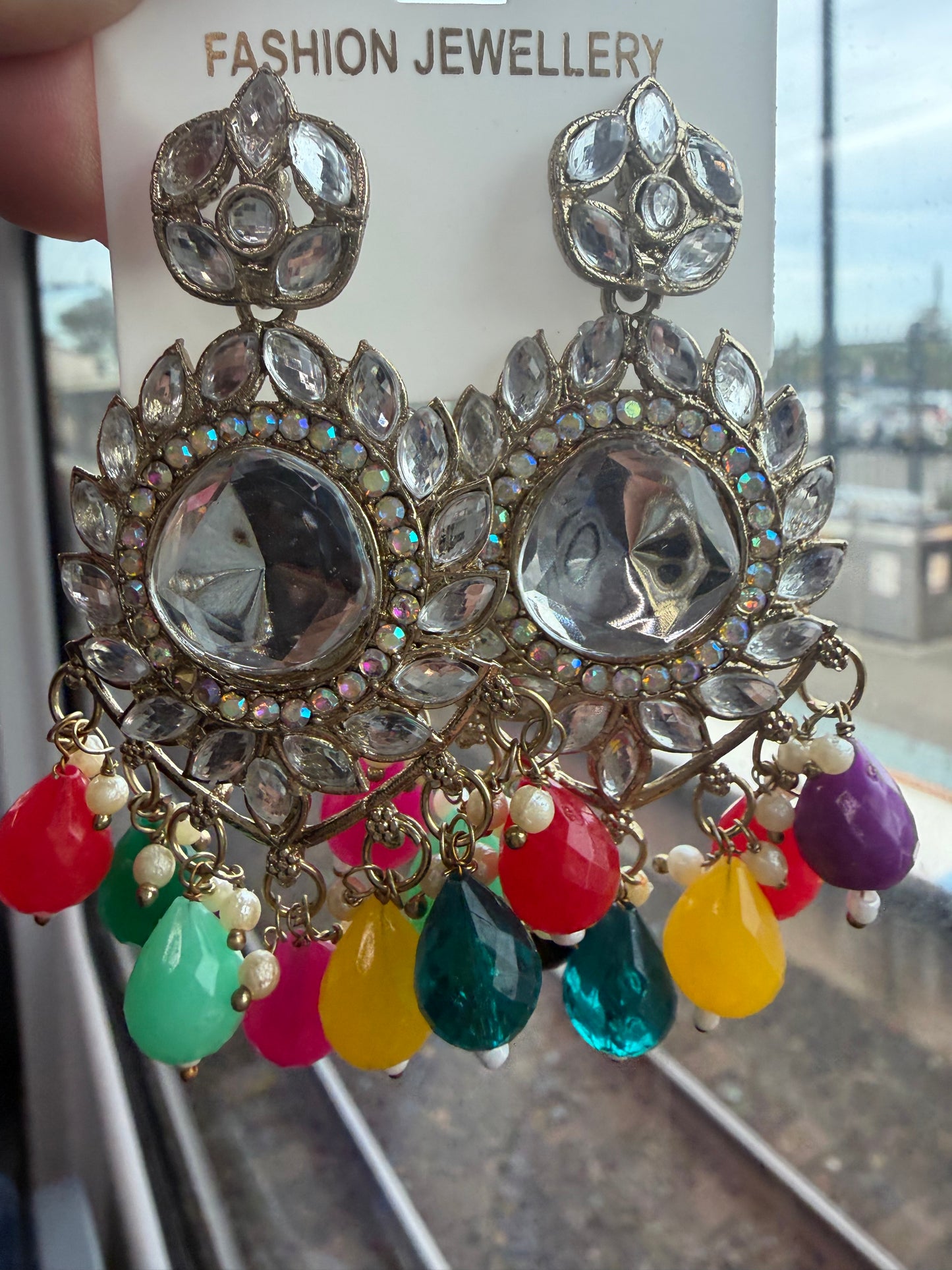 Multi coloured Indian Earrings Stylish Indian Jewellery E18