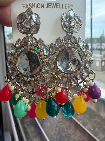 Multi coloured Indian Earrings Stylish Indian Jewellery E18