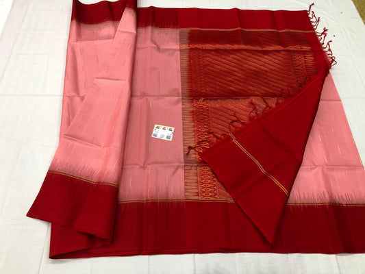 Pattu Soft Silk Indian Saree Pure Silk Sari Pink Red SS48