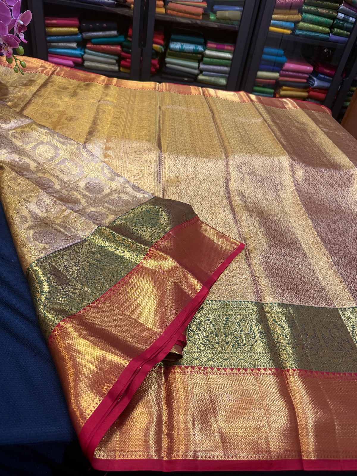 Bridal Tissue Kanchipuram Pure Silk Saree Kanjivaram Sari SPK469