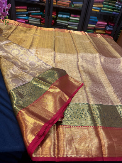 Bridal Tissue Kanchipuram Pure Silk Saree Kanjivaram Sari SPK469