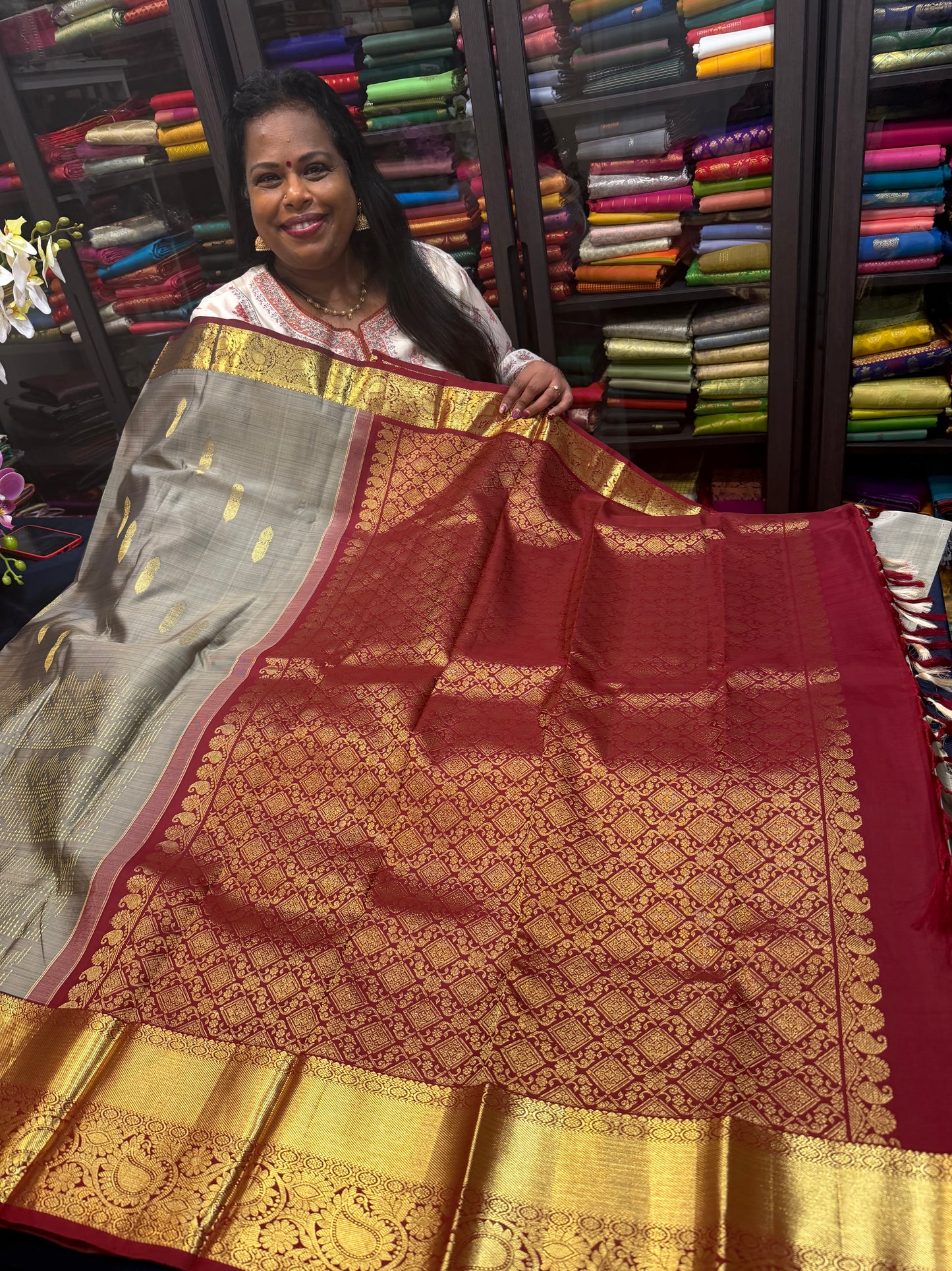 Kanchipuram Pure Silk handloom Saree Indian Kanjivaram Sari SPK362