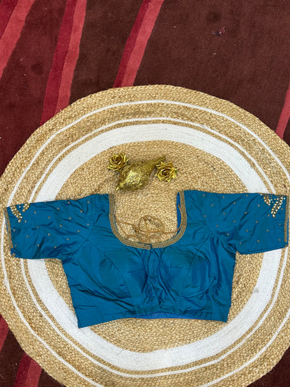 42” XL Size 12 size Aari Worked Sari Blouse Indian Saree Top Blue B146