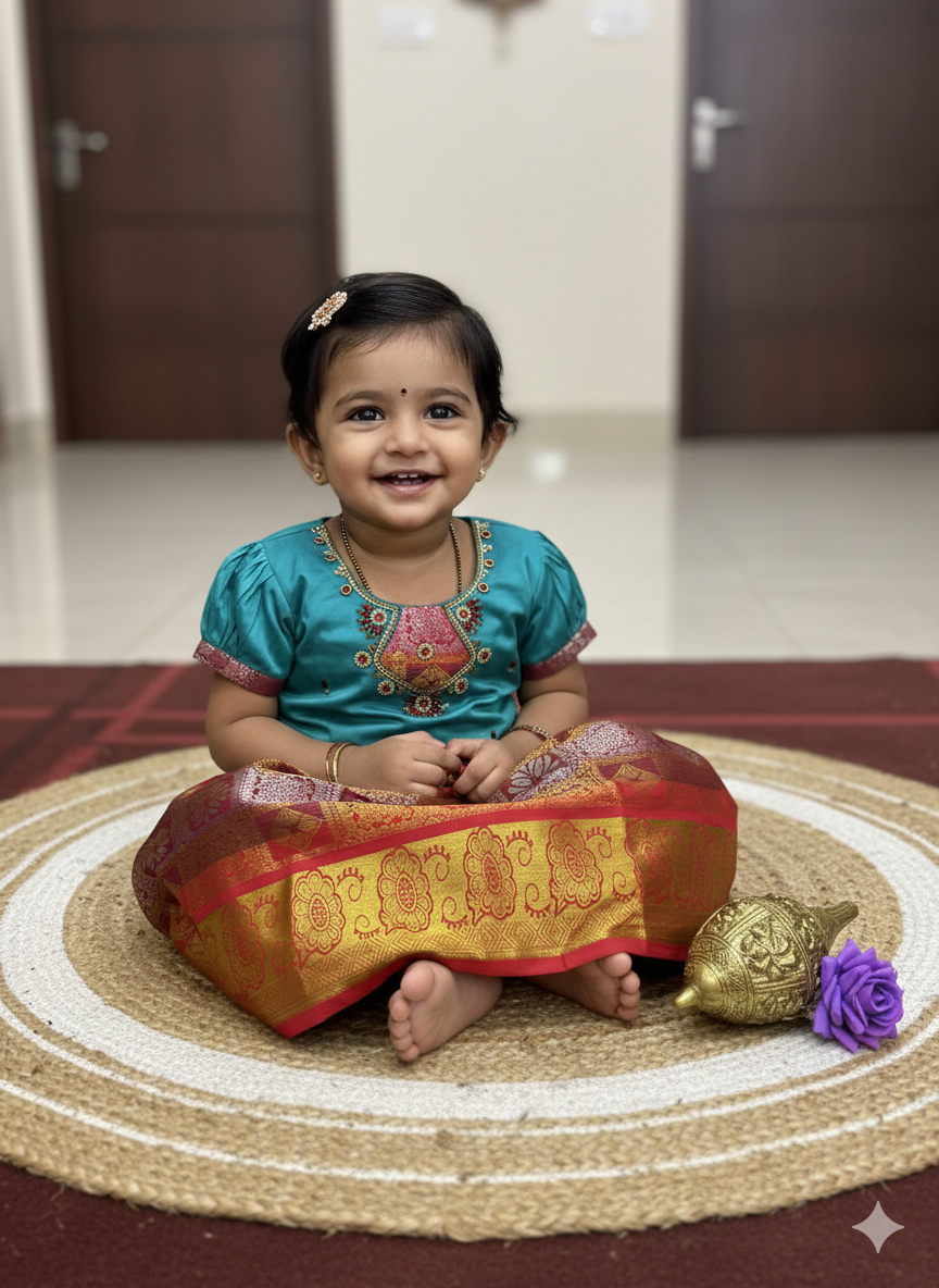 22” Size 3 Indian Lehenga Pattu Pavadai Sattai Skirt Top G5