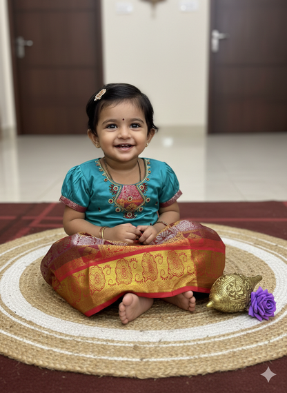 22” Size 3 Indian Lehenga Pattu Pavadai Sattai Skirt Top G5