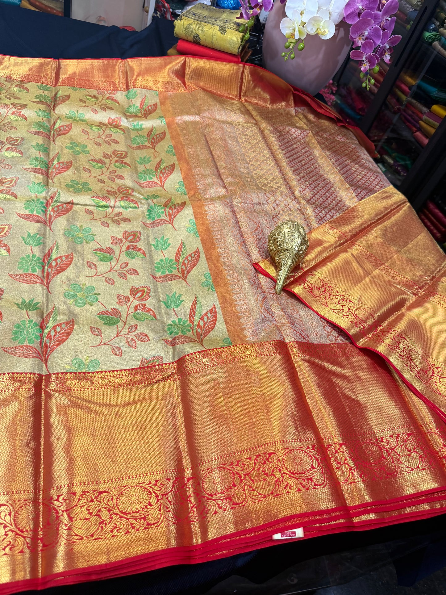 Kanchipuram Pure Silk Saree Bridal Tissue Kanjivaram Sari SPK240