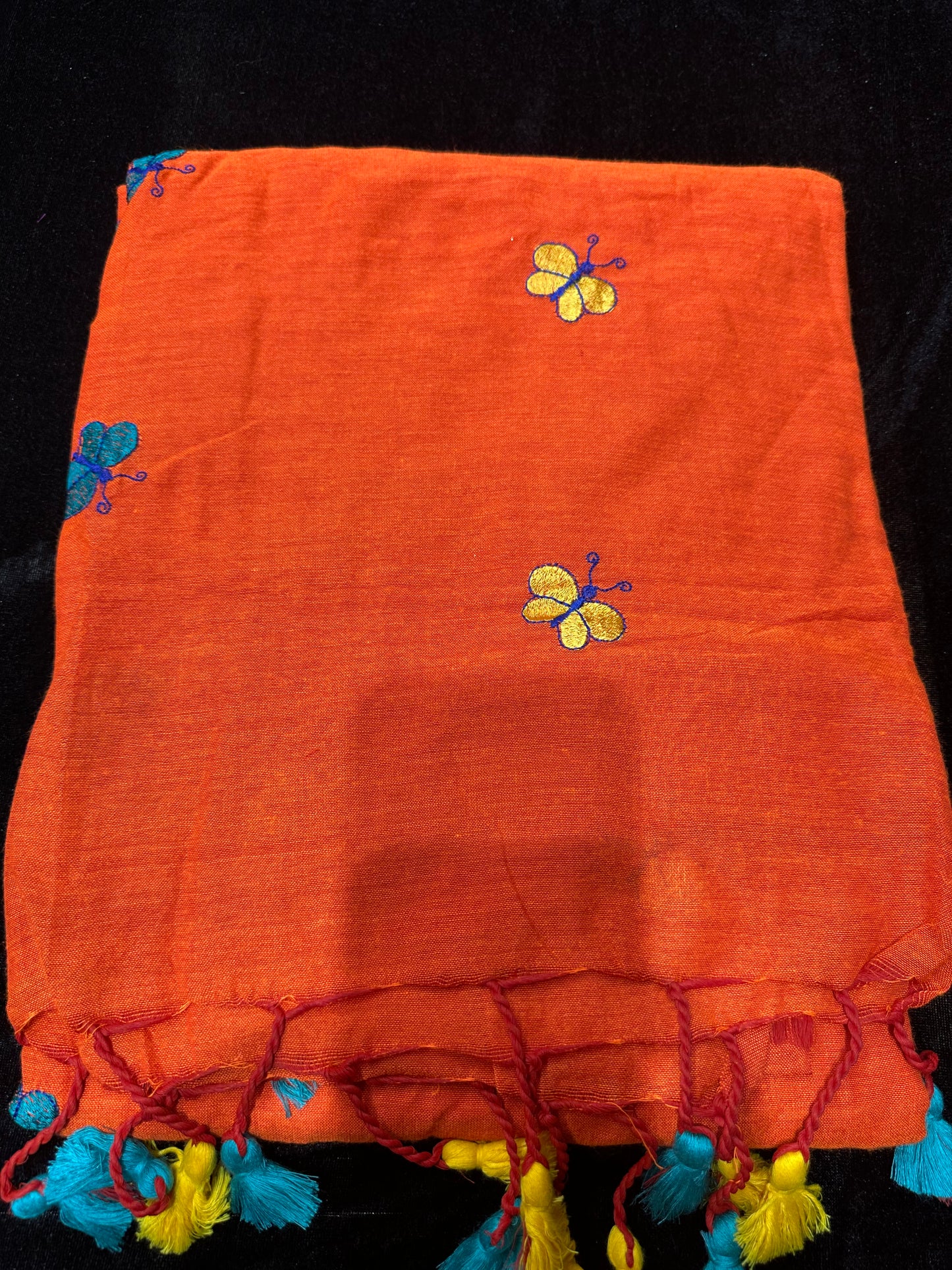 Khadi Soft Cotton Linen Sari Indian Saree Rusty Orange S76