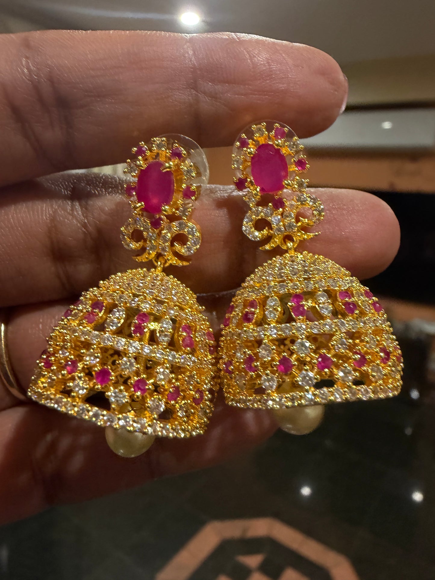 Jumka Jhumka AD Indian Earrings Jimikki Kammal Indian Jewellery E20