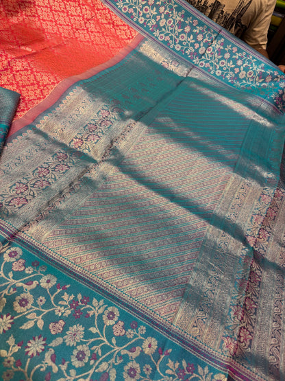 Bridal Kanchipuram Meenakari Pure Silk Saree Kanjivaram Sari SPK478