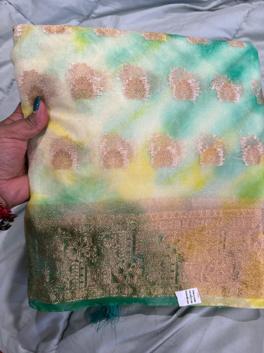 Sari Indian Fancy Casual wear Organza Banarasi Saree SAR6