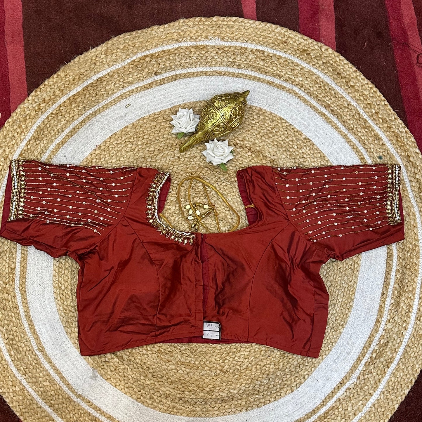 42” XL Size 12 size Aari Worked Sari Blouse Indian Saree Top Burnt Orange B229