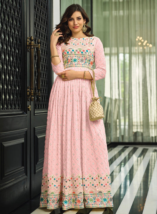 40” L Size 10 Indowestern Anarkali Georgette Gown Dress SS09