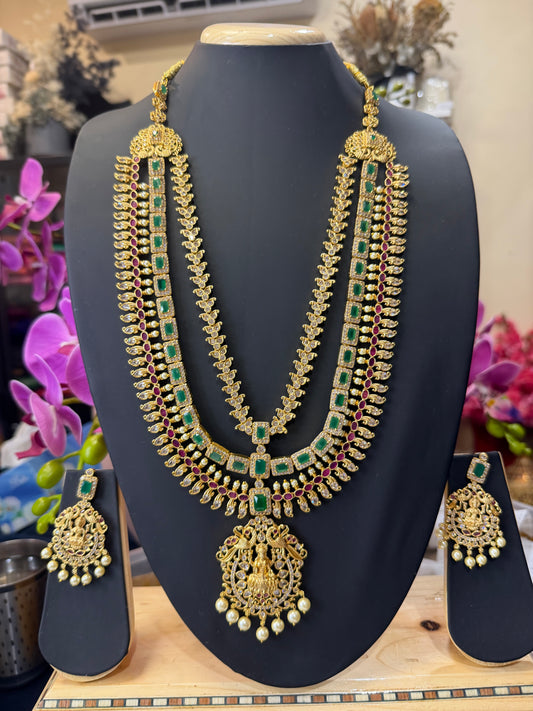 Indian Brass Necklace & Earrings Jewellery Set Haram N63