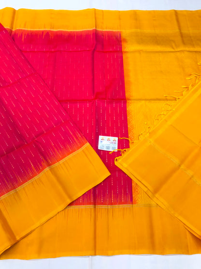 Kanchipuram Pattu Soft Silk Indian Saree Pure Silk Sari Yellow| SS30
