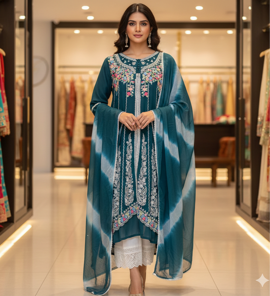 42” Indian Pakistani Suit Salwar Kameez Blue SS29