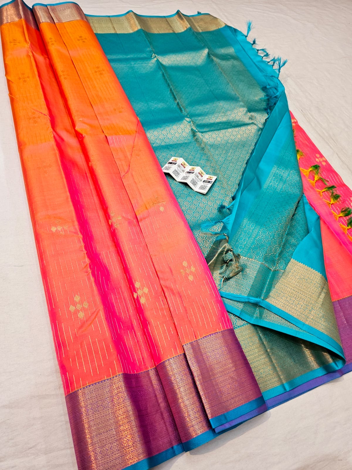 Kanchipuram Pure Silk Saree Bridal Indian Kanjivaram Sari SPK337