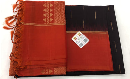 Pattu Soft Silk Indian Saree Pure Silk Sari Dark Brown SS36