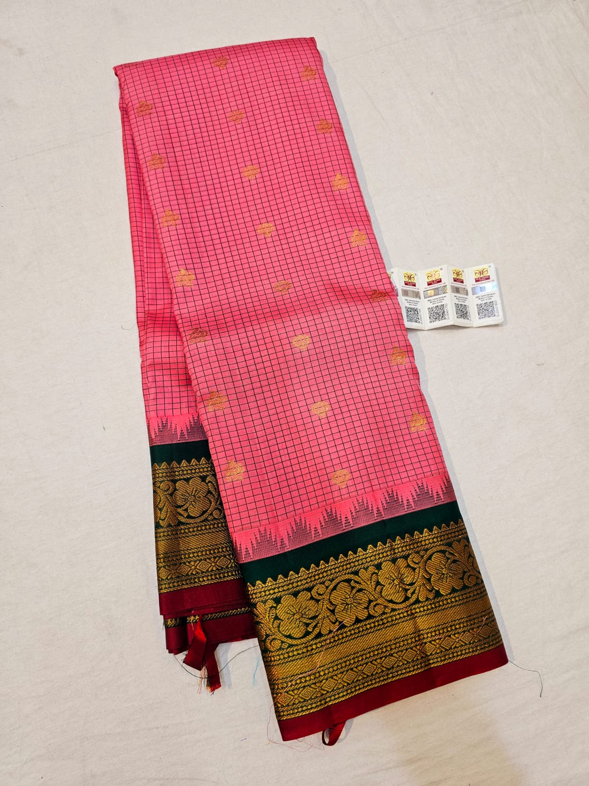 Kanchipuram Pure Silk Saree Bridal Indian Kanjivaram Sari SPK313