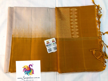 Kanchipuram Pattu Soft Silk Saree Pure Silk Sari Mustard| SS13